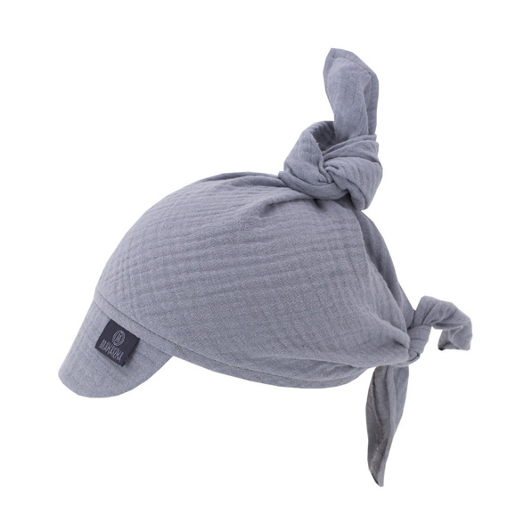 Chustka z daszkiem wiązana Cotton Muślin Makaszka hazy grey