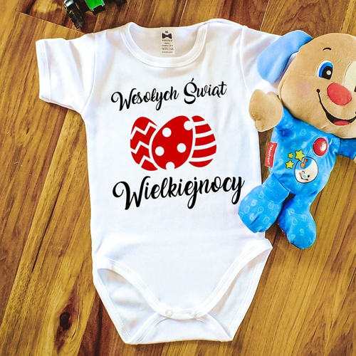 Body krótki rękaw "Wesołych Świąt Wielkiejnocy" Moocha białe