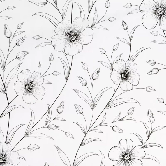 Pościel satynowa Spring 33 Kwiaty Eurofirany biały/czarny