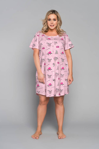 Koszula nocna krótki rękaw Orso Italian Fashion - róż