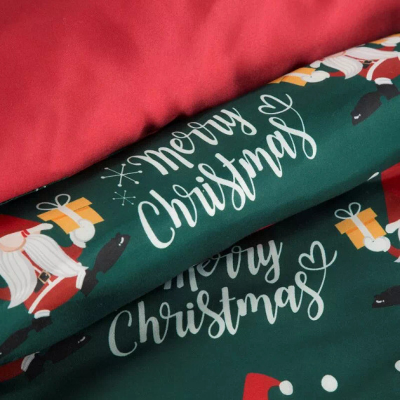 Melody Eurofirany Pościel świąteczna z mikrowłókna – czerwony zdobiona nadrukiem świątecznym