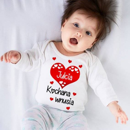 Body długi rękaw "KOCHANA WNUSIA z imieniem" Moocha biały 
