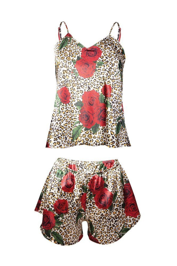 Komplet piżama damska Flowers DKaren -DK-KK 6 ecru