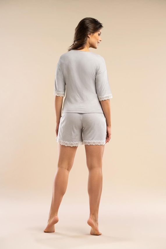 Belle Reverie The Promise MK 36 piżama damska srebrna szorty len wiskoza