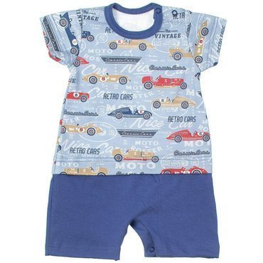 Rampers chłopięcy Retro Cars Martex niebieski