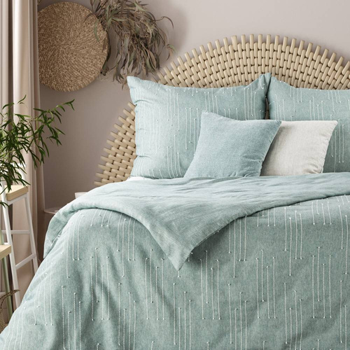 Pościel z ozdobnymi przeszyciami Montenegro 8 Eurofirany jasnozielony