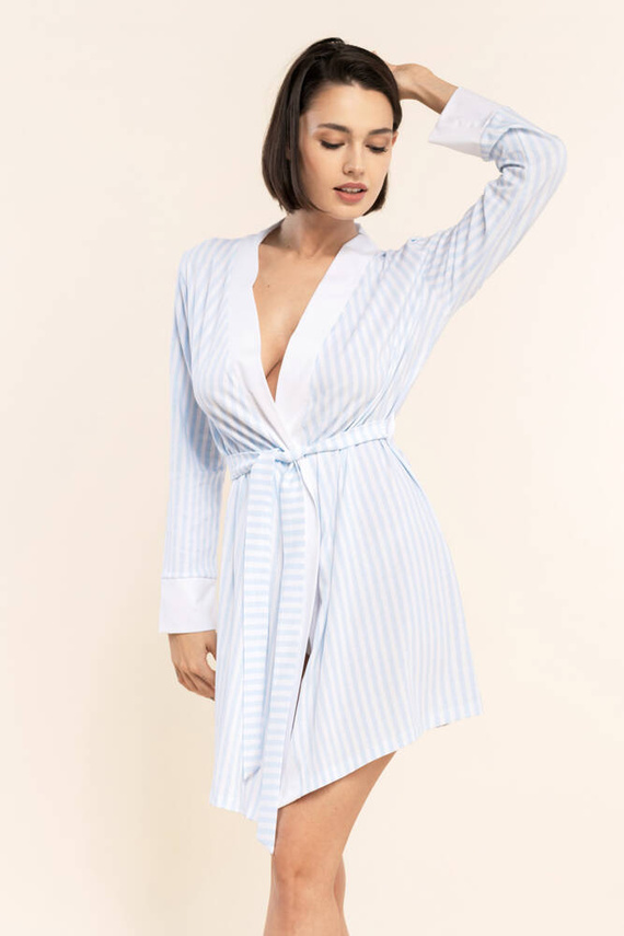 Szlafrok damski 50 Paski Bonamera niebieski