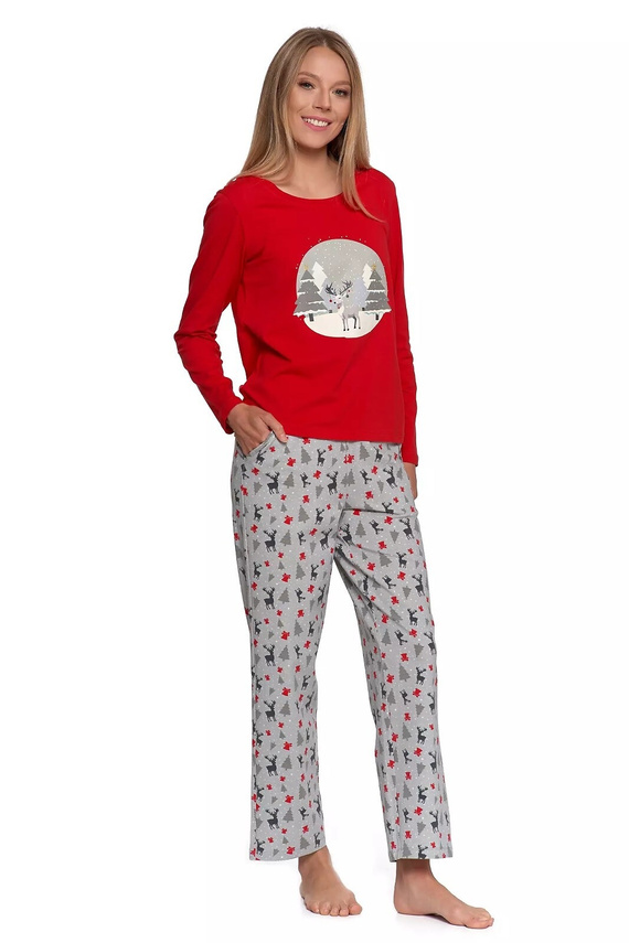 Piżama Moraj PDD4800-012 – bawełniana, z długim rękawem i wzorzystymi spodniami