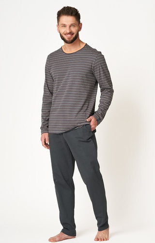 Piżama Męska MNS 303 Key paski-szary