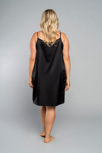 Koszula nocna wąskie ramiączko, krótka Dotyk Italia Fashion - czarna