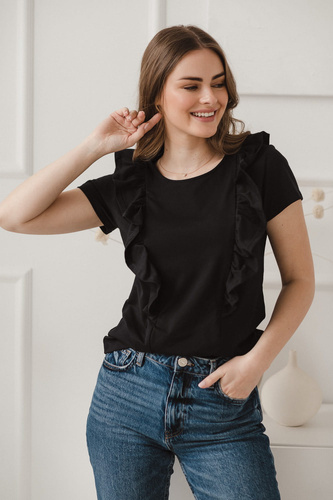 Bluzka do karmienia Milky Waves z krótkim rękawem Milk&Love czarny