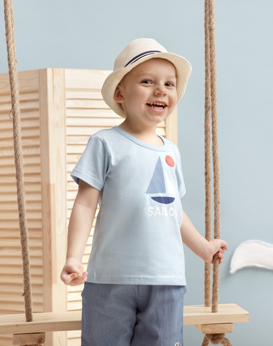 T-shirt chłopięcy z krótkim rękawem Sailor Pinokio - niebieski