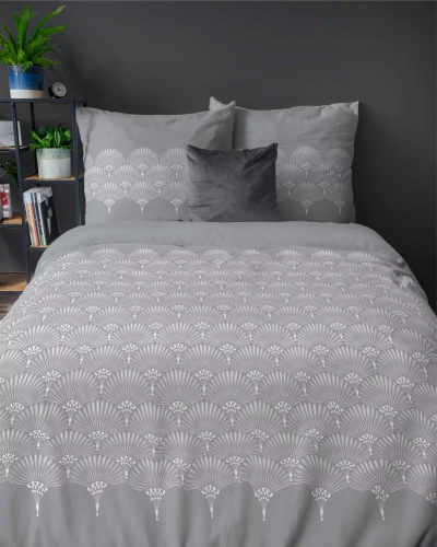 Pościel flanelowa rozeta ornamenty 4951 B Detexpol szary