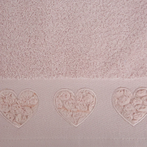 Ręcznik Kamila serca wypełnione różyczkami Eurofirany pudrowy róż 