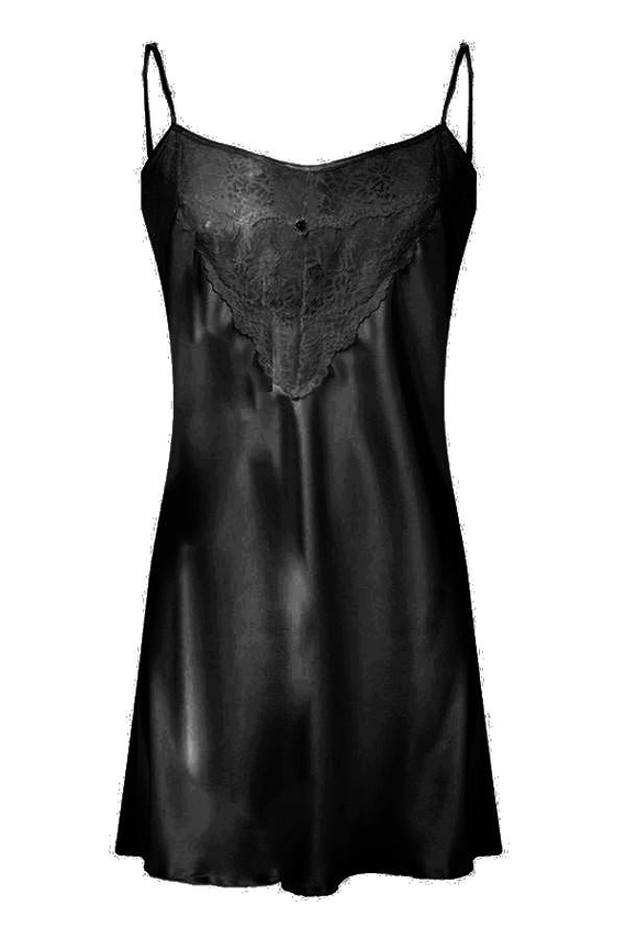 Halka satynowa koszulka damska Doreen DKaren - czarny