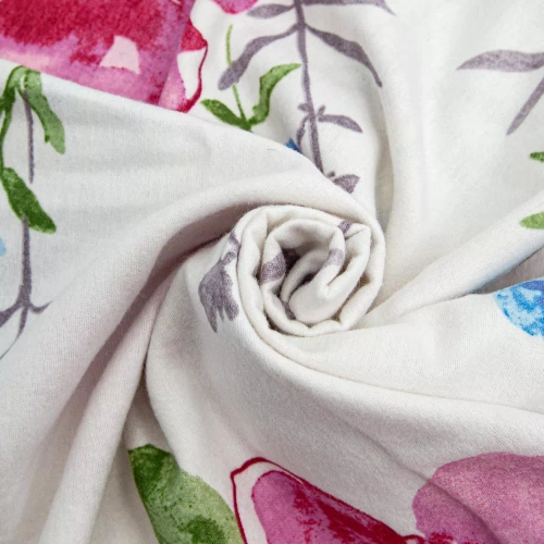 Pościel flanelowa kwiaty 31504/2 Darymex biały/róż 