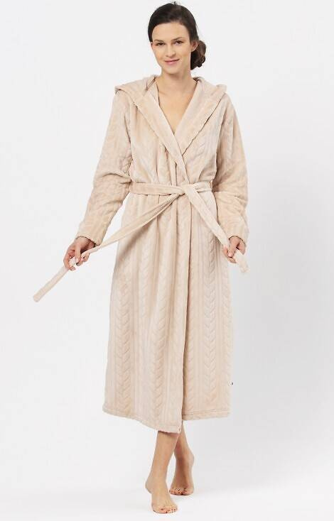 Długi Szlafrok Damski LGL 200 B24 Key - beżowy