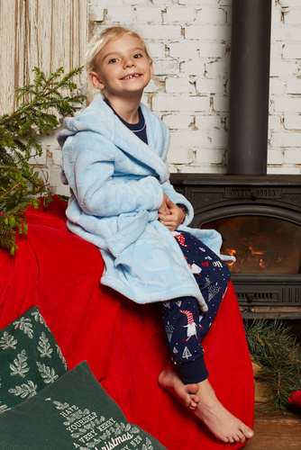 Szlafrok z kapturem Misti Italian Fashion - niebieski