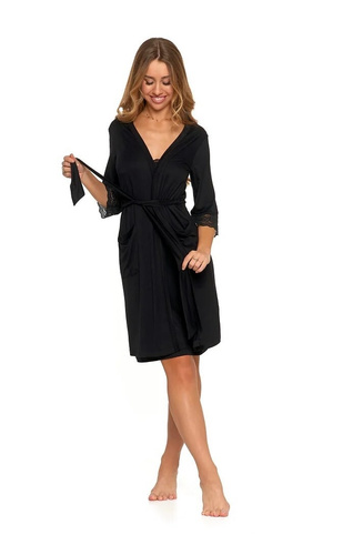 Szlafrok damski długi PDSZ4100-003 Moraj - czarny