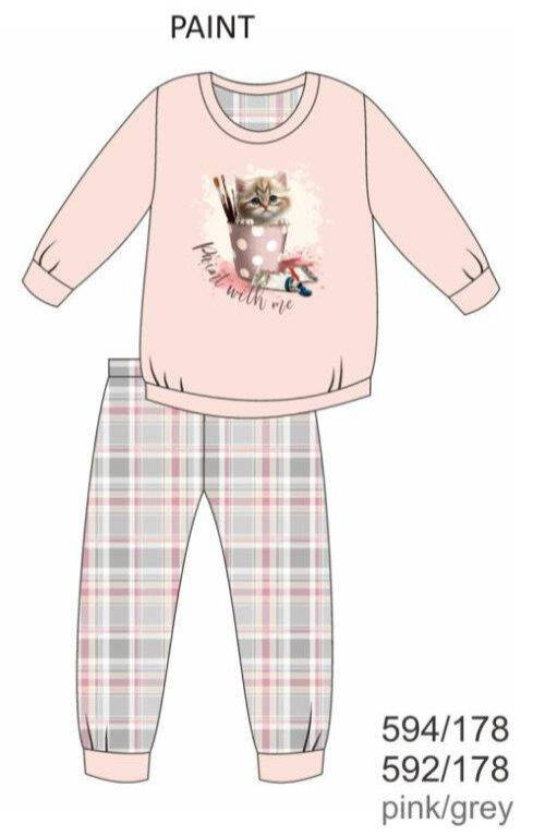 Piżama dziewczęca 594/178 592/178 Paint Cornette różowy