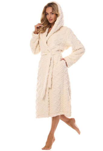 Długi szlafrok damski 2402 Geo Long L&L ecru 