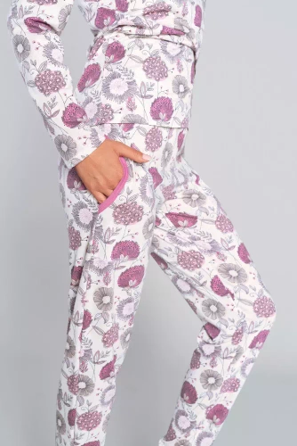 Piżama Damska długi rękaw, spodnie Lobelia Italian Fashion -