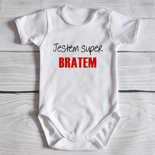 Body krótki rękaw "Jestem super siostrą " Moocha białe