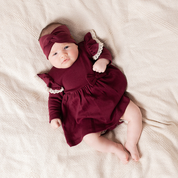 Sukienko-body Nicol Alisa 217160 – bawełna, burgund, dł. rękaw