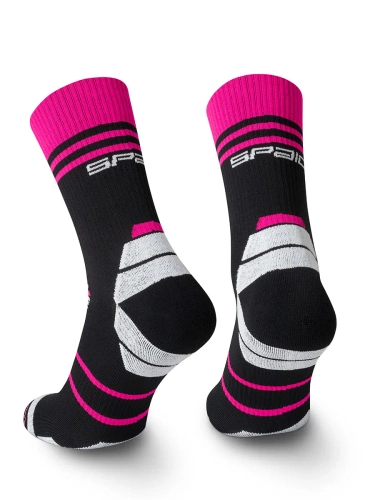 Running 04 Skarpety biegowe damskie/męskie Spaio black/white/fuxia 