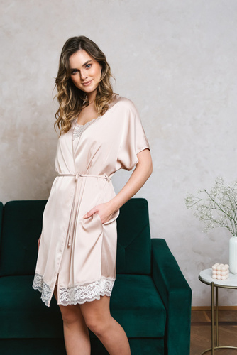 Szlafrok krótki rękaw Dotyk Italian Fashion - beżowy
