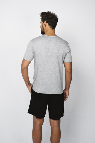 Piżama Męska z krótkim rękawem i spodenkami Dallas Italian Fashion - melanż/czarny