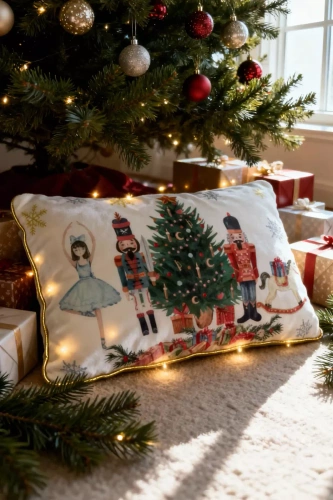 Świąteczna poszewka LED Christmas Time BN23 – velvet 30x50, biało-zielona z 12 lampkami LED