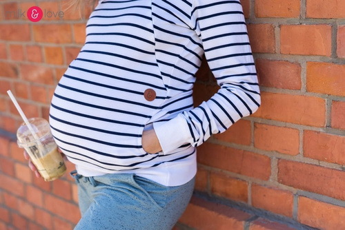 bluza do karmienia Milk Please Milk&Love z kapturem w granatowo-białe paski