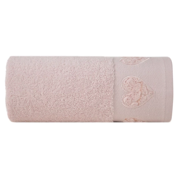 Ręcznik Kamila serca wypełnione różyczkami Eurofirany pudrowy róż