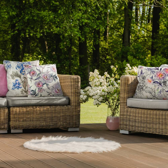 Poszewka dekoracyjna Len 9 z nadrukiem Eurofirany niebieski