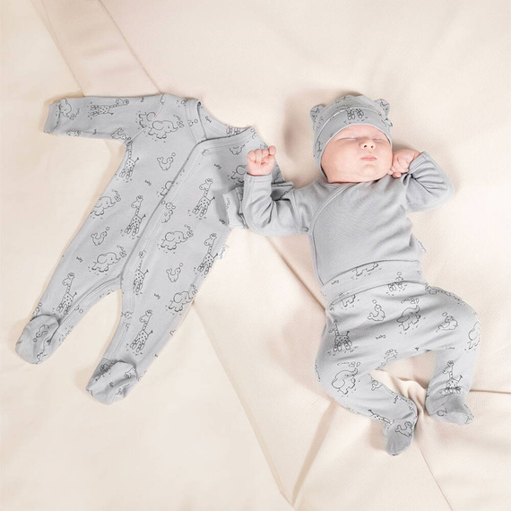 4800 22 Animals Komplet wyprawkowy 4-częściowy nadruk Nicol - szary