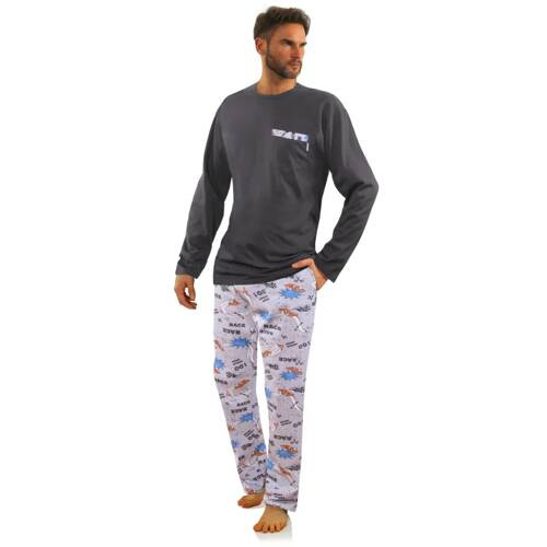 Bawełniana piżama męska z długim rękawem 2660/09 Sesto Senso - grafit