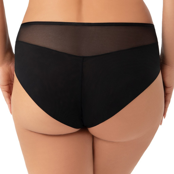 Gorsenia Ottavia K948 – figi czarne z wyższym stanem, tiulowe, haftowany przód