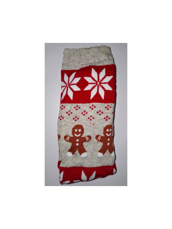 Milena 1283-040 – świąteczne skarpetki damskie z motywem ciasteczek, Jasny Melanż