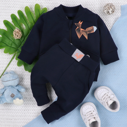 Bluza dresowa z bawełny organicznej  Fun Origami Nini granatowy