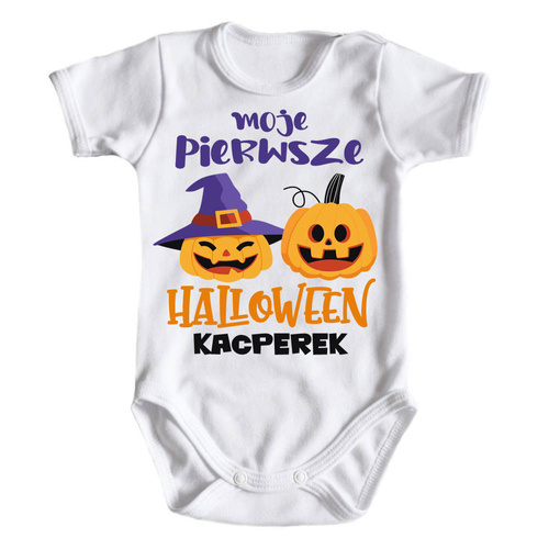 Body krótki rękaw "Moje pierwsze HALLOWEEN z dowolnym imieniem" Moocha biały 
