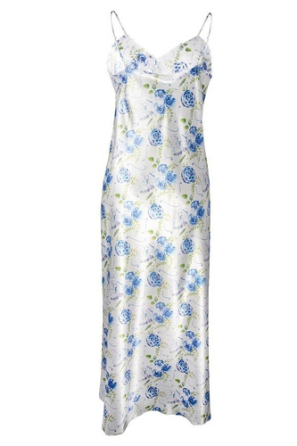 Długa halka satynowa Flowers  DKaren - DK-HI 3 biały