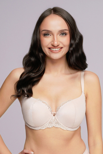 Biustonosz Half Cup Ava Maxi 2256 beige– naturalne uniesienie biustu, gładka mikrofibra, konstrukcja K-2256