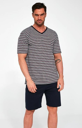 Piżama męska krótki rękaw, spodenki 330/41 Cornette - szary melanż	