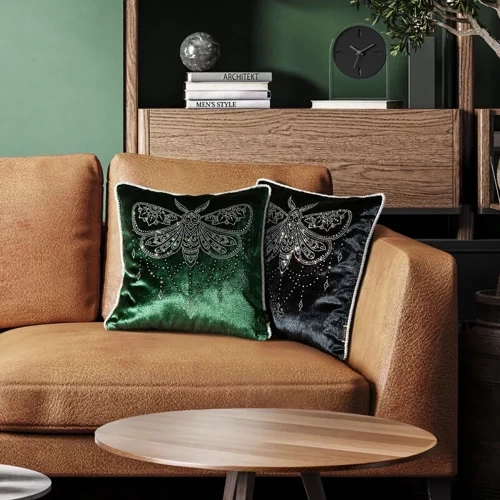 Poszewka welurowa z kryształkami Royal 8 Eurofirany zielony