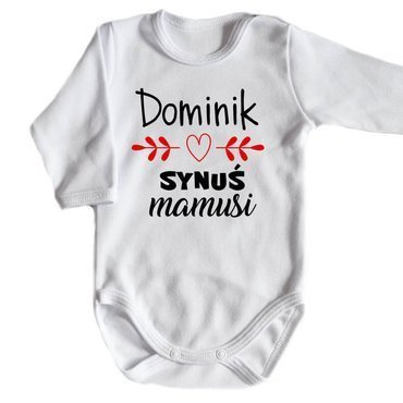 "Synuś mamusi z imieniem" body długi rękaw Moocha biały