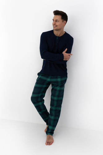 Sensis Luke – męska piżama bawełniana z długimi spodniami w kratkę