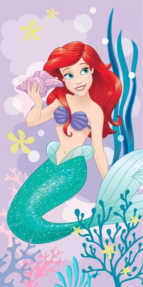 Ręcznik plażowy 70x140 Arielka Syrenka różowy bawełniany Disney Kids25 | Dla dziewczynki | Na plażę i basen