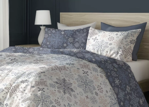 Scandic 068 Scandic Faro biała granatowa renifery  – pościel świąteczna dwustronna, bawełna 100%, komplet 