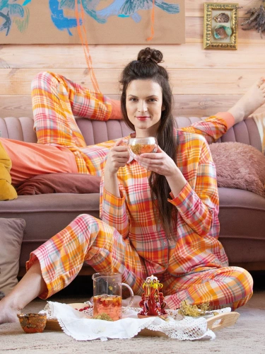 Rozpinana Piżama Damska LNS 473  Key - morelowy